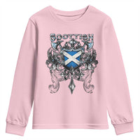 Scottish Heritage Crest Gothic Youth Sweatshirt Medieval Flag and Sword Celtic Pride - Wonder Print Shop