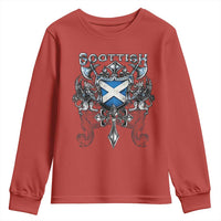 Scottish Heritage Crest Gothic Youth Sweatshirt Medieval Flag and Sword Celtic Pride - Wonder Print Shop