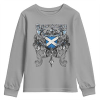 Scottish Heritage Crest Gothic Youth Sweatshirt Medieval Flag and Sword Celtic Pride - Wonder Print Shop