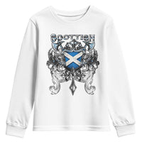 Scottish Heritage Crest Gothic Youth Sweatshirt Medieval Flag and Sword Celtic Pride - Wonder Print Shop