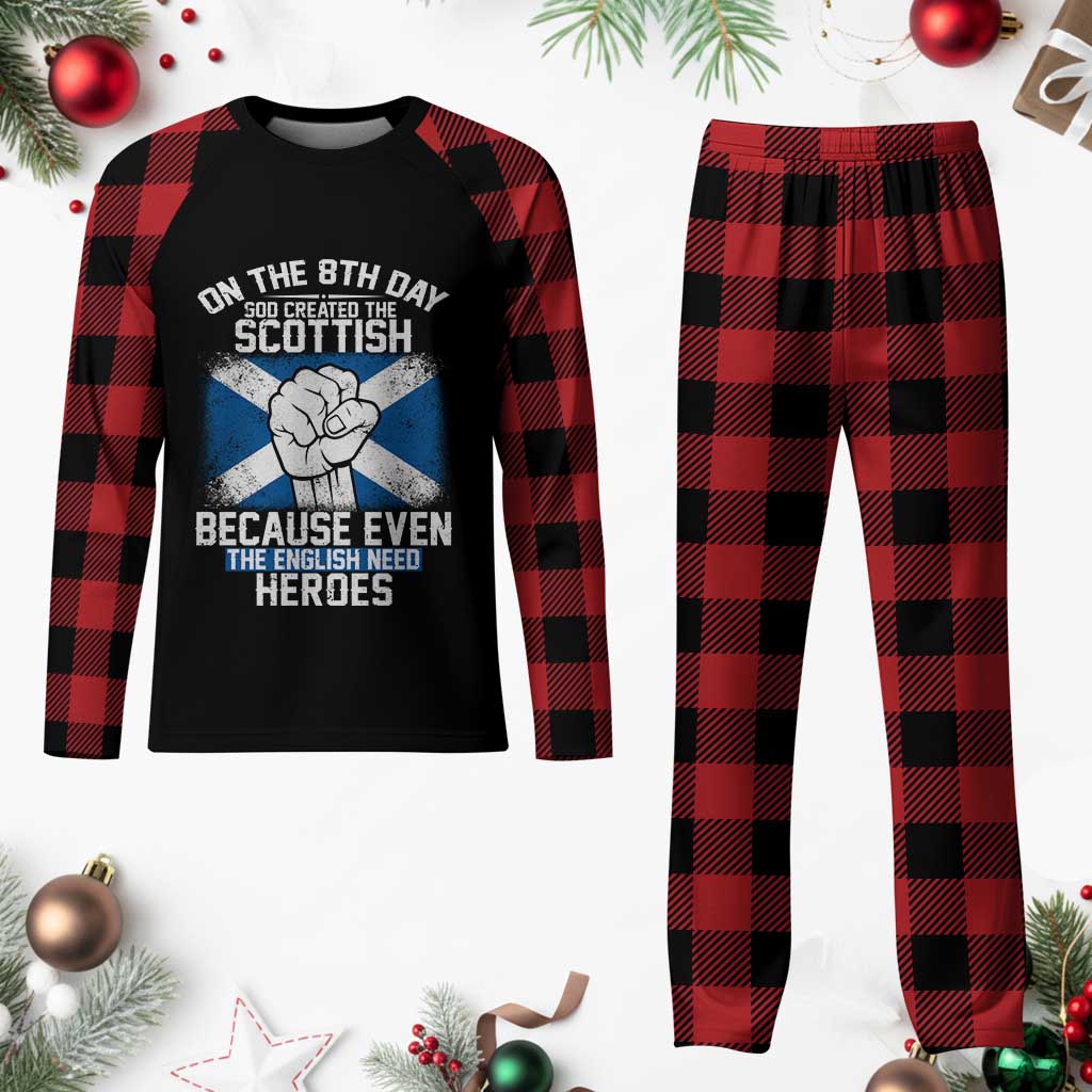 On the 8th Day God Created the Scottish Plaid Pajama Set Funny Heroic Scotland Pride - Wonder Print Shop
