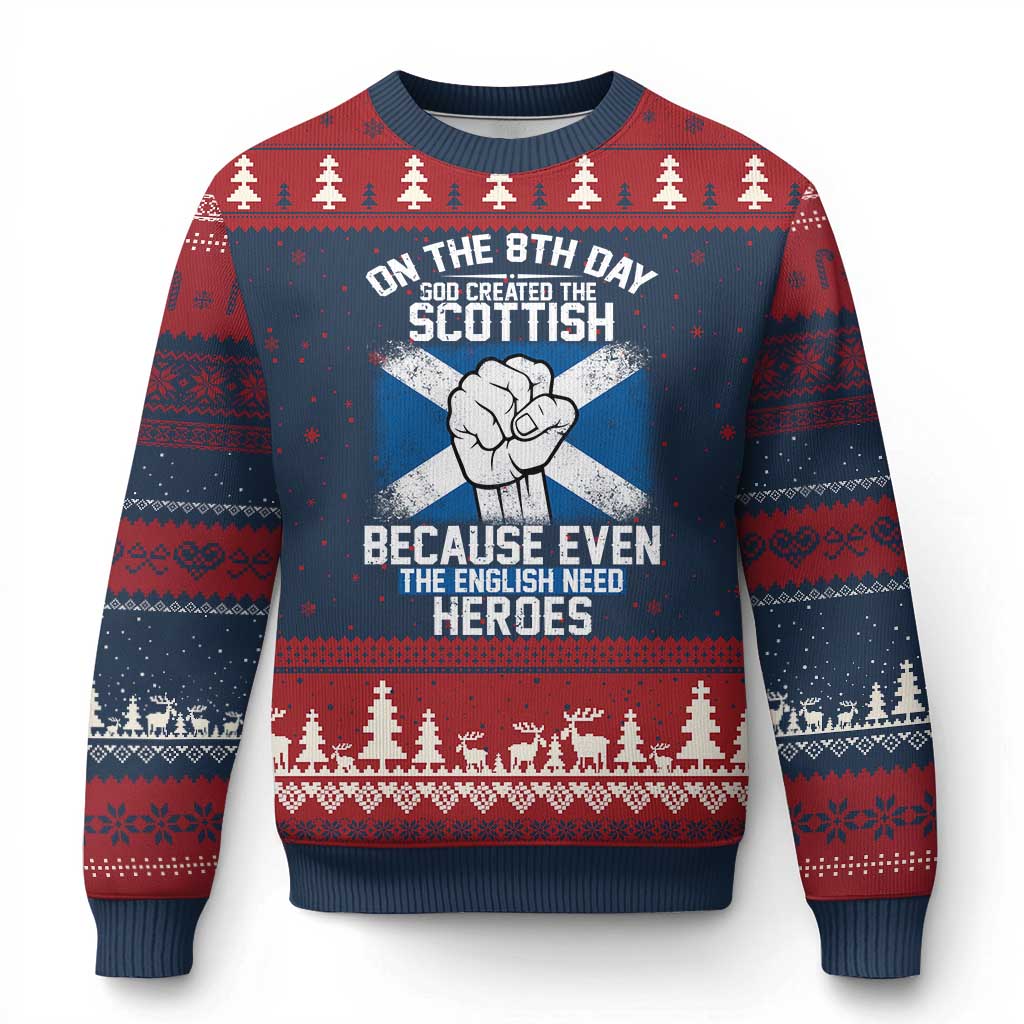 On the 8th Day God Created the Scottish Ugly Christmas Sweater Funny Heroic Scotland Pride - Wonder Print Shop
