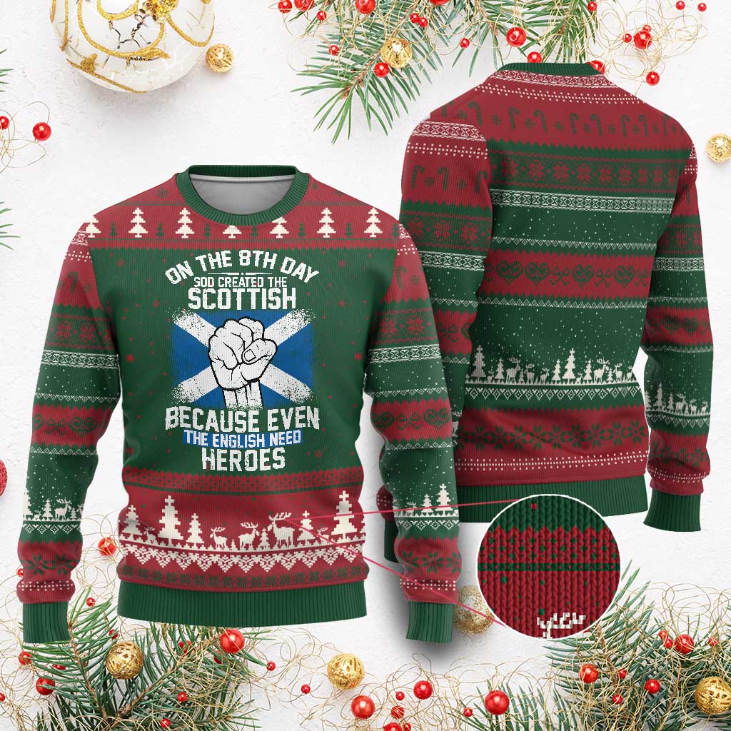 On the 8th Day God Created the Scottish Ugly Christmas Sweater Funny Heroic Scotland Pride - Wonder Print Shop