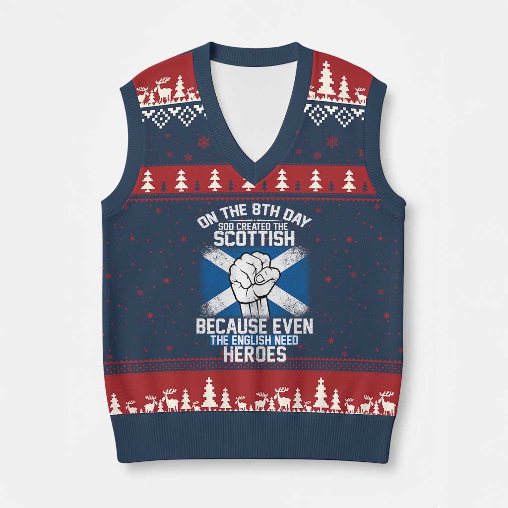 On the 8th Day God Created the Scottish V-Neck Knit Sweater Vest Funny Heroic Scotland Pride - Wonder Print Shop