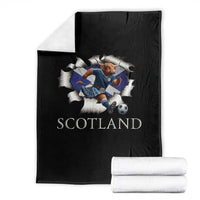 Funny Highland Cow in Kilt Footballer Throw Blanket We'll Be Coming Scottish Pride Football Fans - Wonder Print Shop