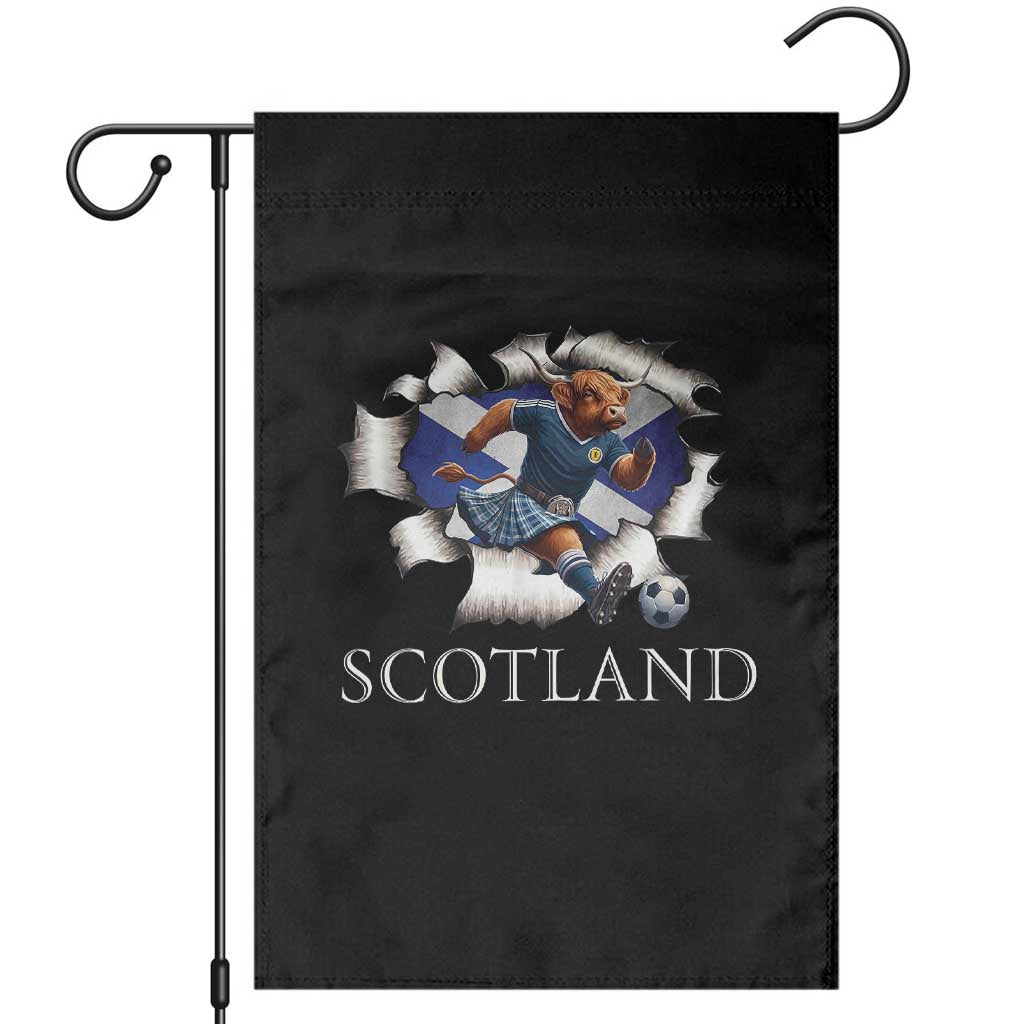 Funny Highland Cow in Kilt Footballer Garden Flag We'll Be Coming Scottish Pride Football Fans - Wonder Print Shop