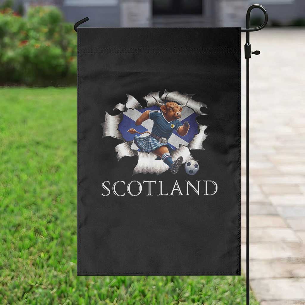 Funny Highland Cow in Kilt Footballer Garden Flag We'll Be Coming Scottish Pride Football Fans - Wonder Print Shop