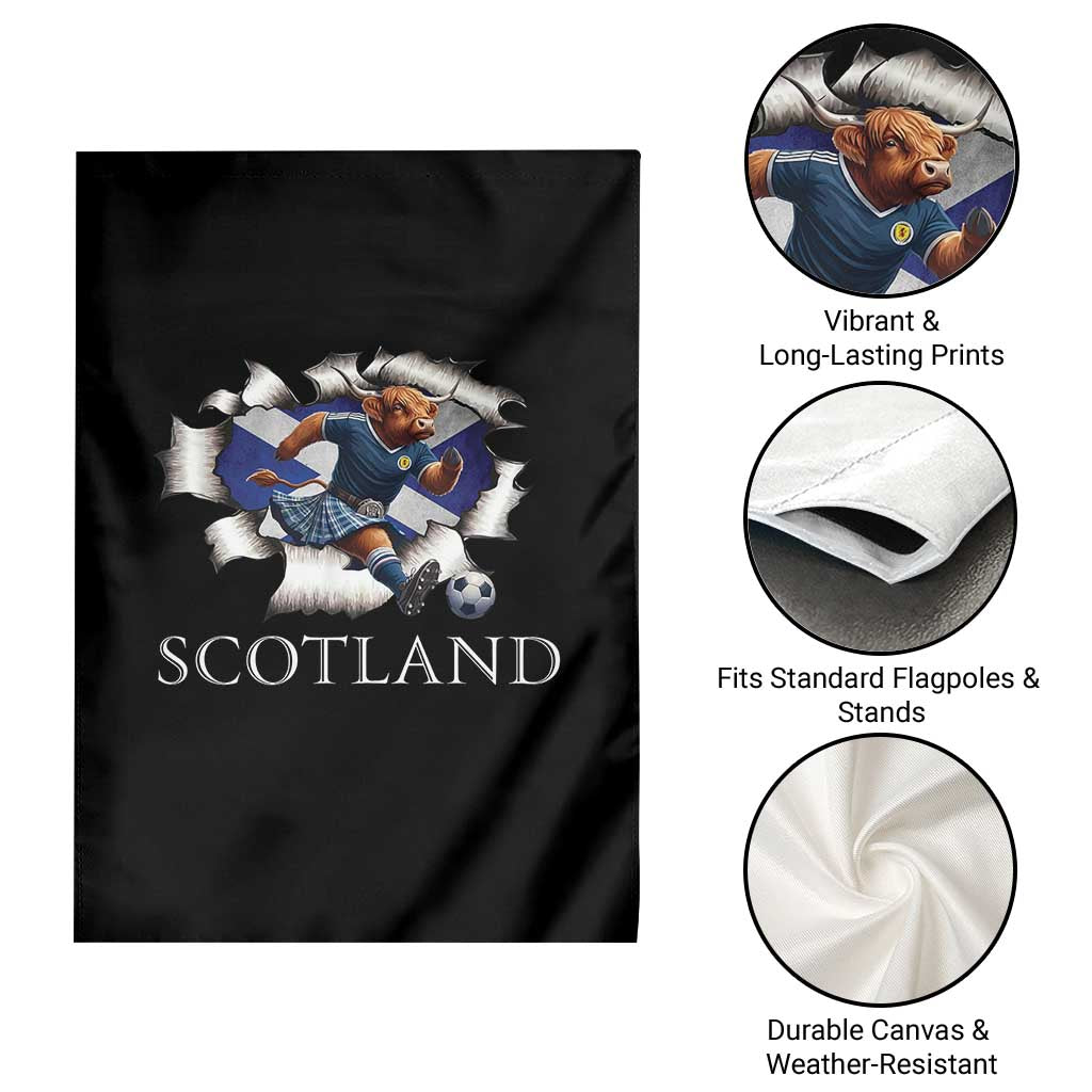 Funny Highland Cow in Kilt Footballer Garden Flag We'll Be Coming Scottish Pride Football Fans - Wonder Print Shop