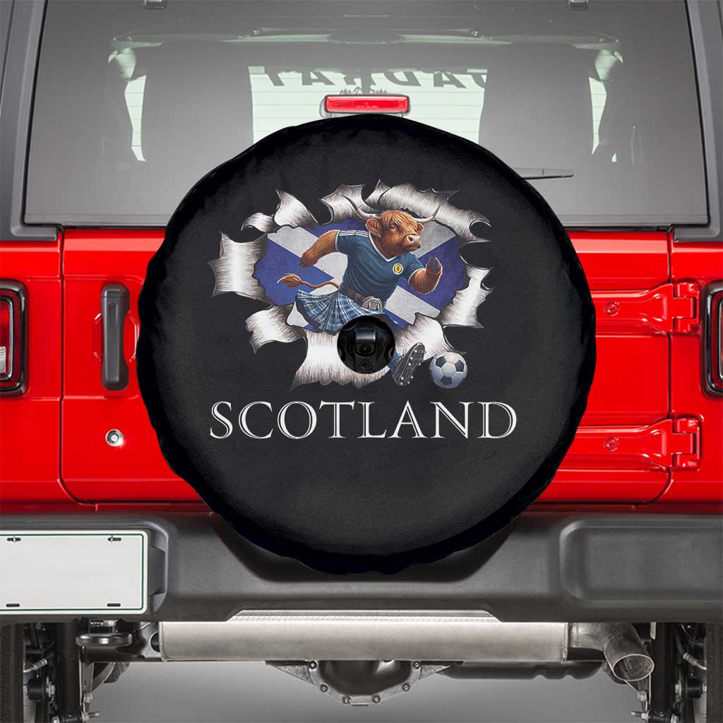 Funny Highland Cow in Kilt Footballer Spare Tire Cover We'll Be Coming Scottish Pride Football Fans - Wonder Print Shop