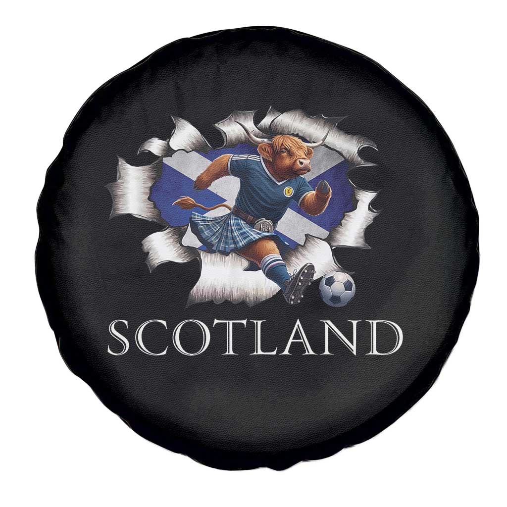 Funny Highland Cow in Kilt Footballer Spare Tire Cover We'll Be Coming Scottish Pride Football Fans - Wonder Print Shop