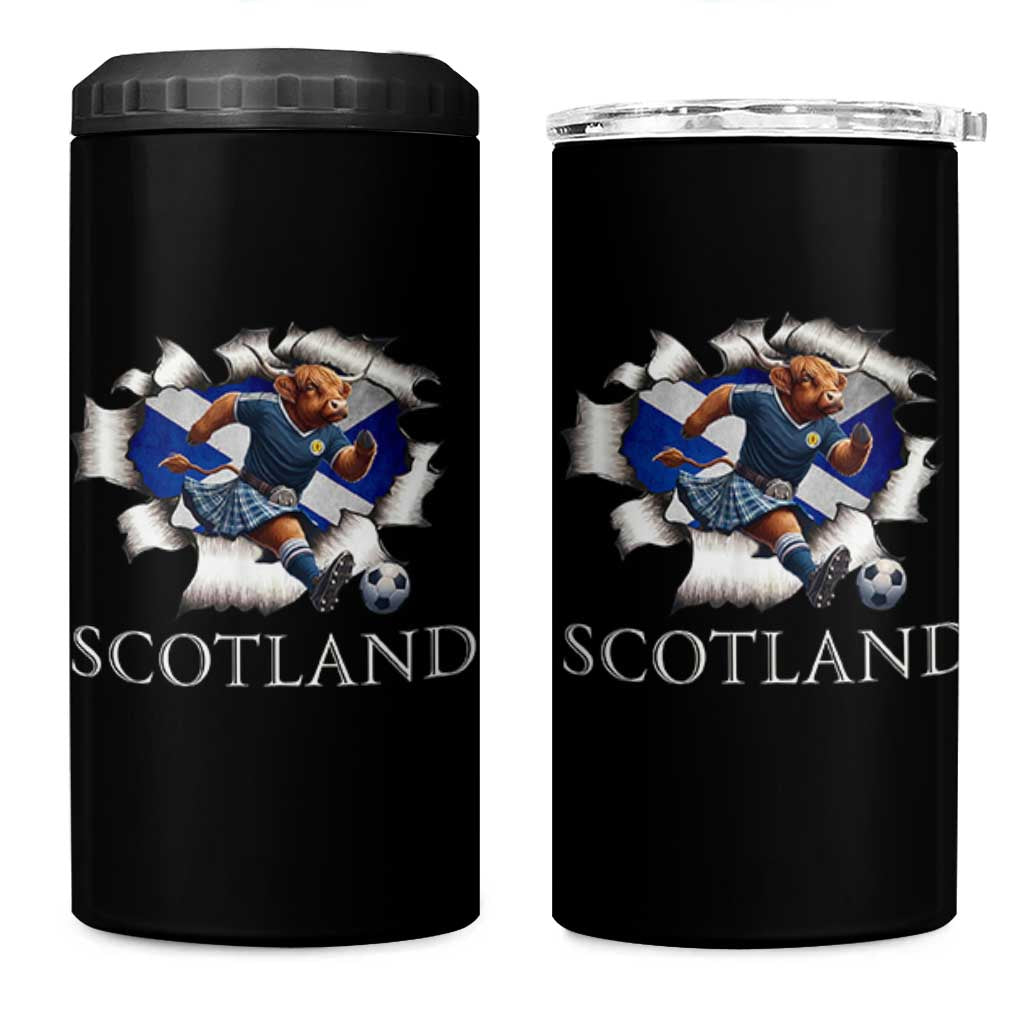 Funny Highland Cow in Kilt Footballer 4 in 1 Can Cooler Tumbler We'll Be Coming Scottish Pride Football Fans - Wonder Print Shop