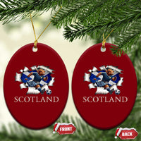 Funny Highland Cow in Kilt Footballer Ceramic Ornament We'll Be Coming Scottish Pride Football Fans - Wonder Print Shop
