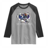 Funny Highland Cow in Kilt Footballer Raglan Shirt We'll Be Coming Scottish Pride Football Fans - Wonder Print Shop
