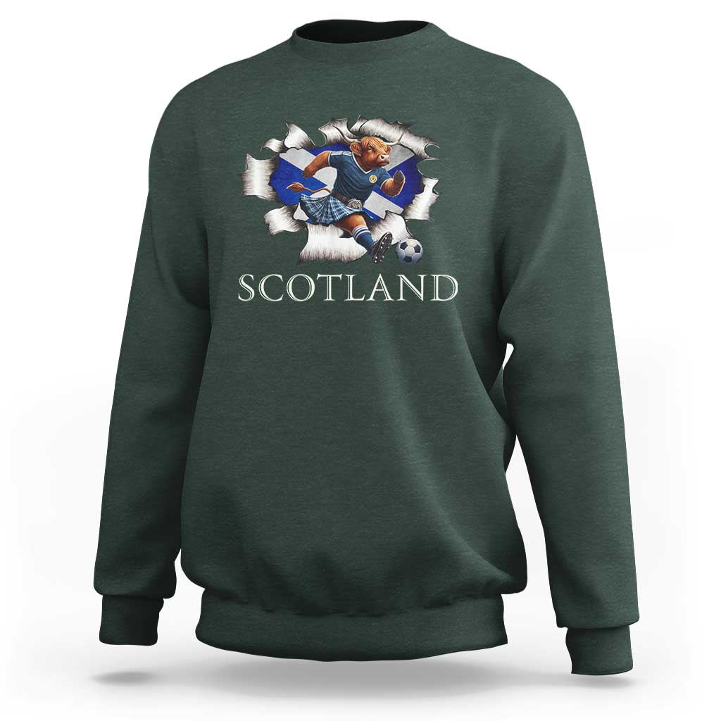 Funny Highland Cow in Kilt Footballer Sweatshirt We'll Be Coming Scottish Pride Football Fans - Wonder Print Shop