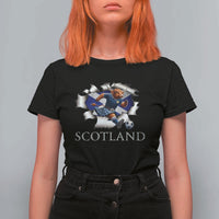 Funny Highland Cow in Kilt Footballer T Shirt For Women We'll Be Coming Scottish Pride Football Fans - Wonder Print Shop