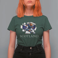 Funny Highland Cow in Kilt Footballer T Shirt For Women We'll Be Coming Scottish Pride Football Fans - Wonder Print Shop