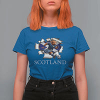 Funny Highland Cow in Kilt Footballer T Shirt For Women We'll Be Coming Scottish Pride Football Fans - Wonder Print Shop