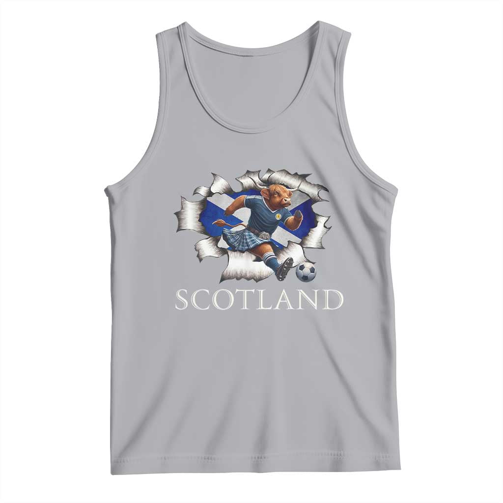Funny Highland Cow in Kilt Footballer Tank Top We'll Be Coming Scottish Pride Football Fans - Wonder Print Shop