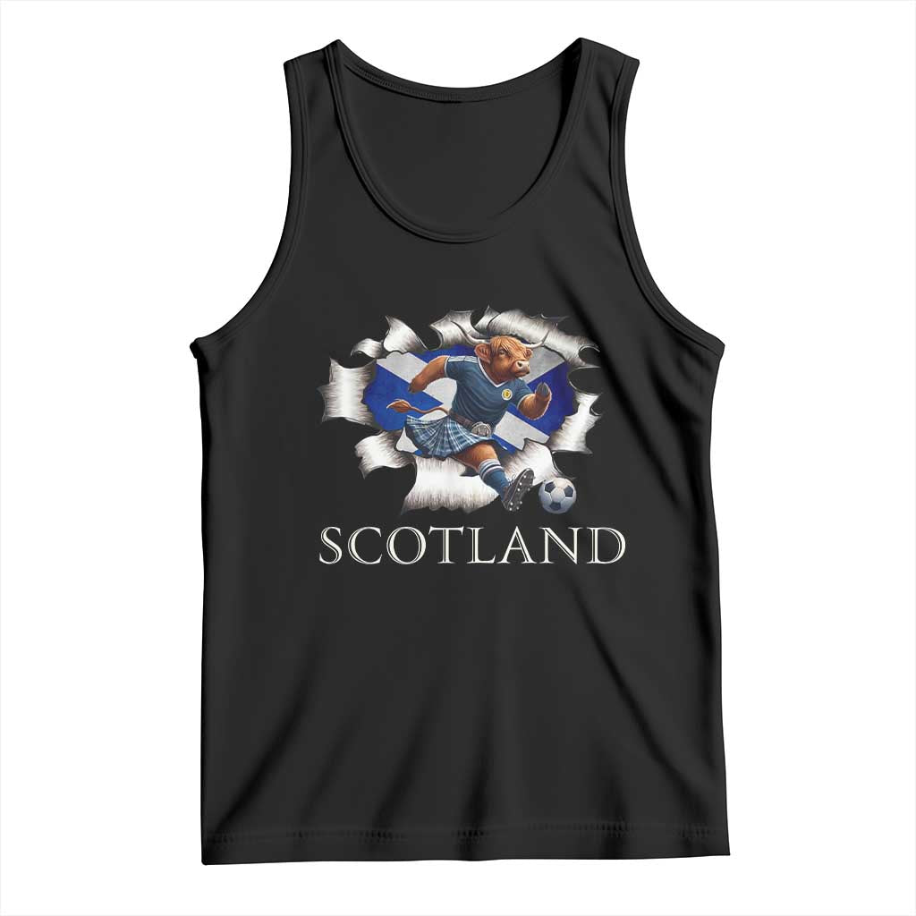 Funny Highland Cow in Kilt Footballer Tank Top We'll Be Coming Scottish Pride Football Fans - Wonder Print Shop