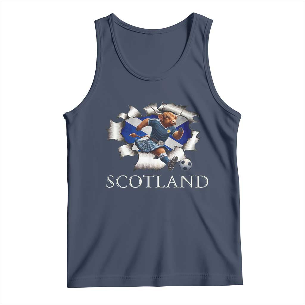 Funny Highland Cow in Kilt Footballer Tank Top We'll Be Coming Scottish Pride Football Fans - Wonder Print Shop