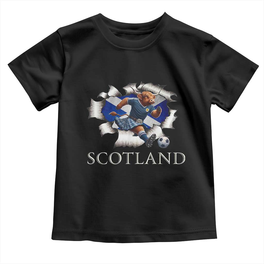 Funny Highland Cow in Kilt Footballer Toddler T Shirt We'll Be Coming Scottish Pride Football Fans - Wonder Print Shop