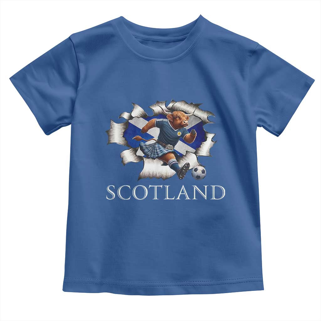 Funny Highland Cow in Kilt Footballer Toddler T Shirt We'll Be Coming Scottish Pride Football Fans - Wonder Print Shop