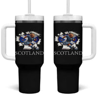 Funny Highland Cow in Kilt Footballer Tumbler With Handle We'll Be Coming Scottish Pride Football Fans - Wonder Print Shop