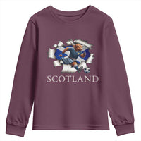 Funny Highland Cow in Kilt Footballer Youth Sweatshirt We'll Be Coming Scottish Pride Football Fans - Wonder Print Shop