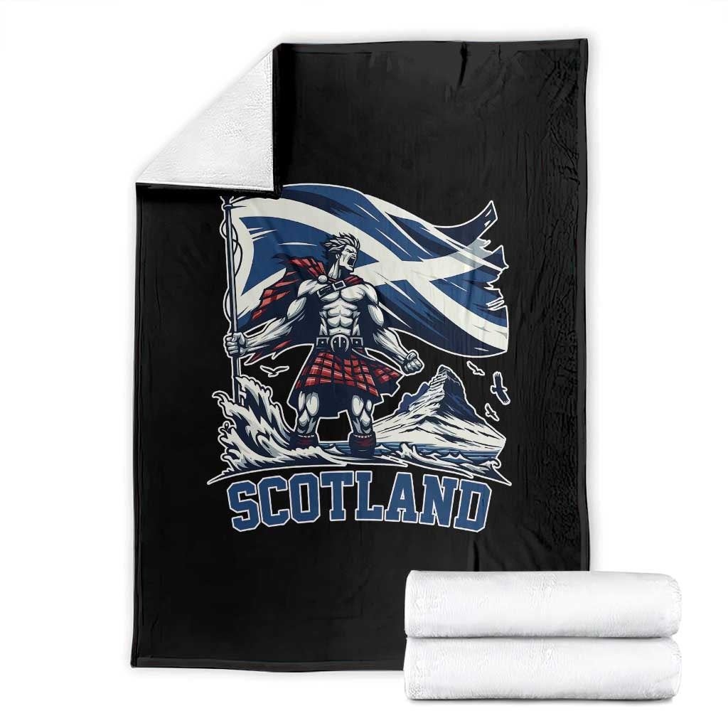 Scottish Warrior Throw Blanket Brave Highland Hero Scotland Flag - Wonder Print Shop