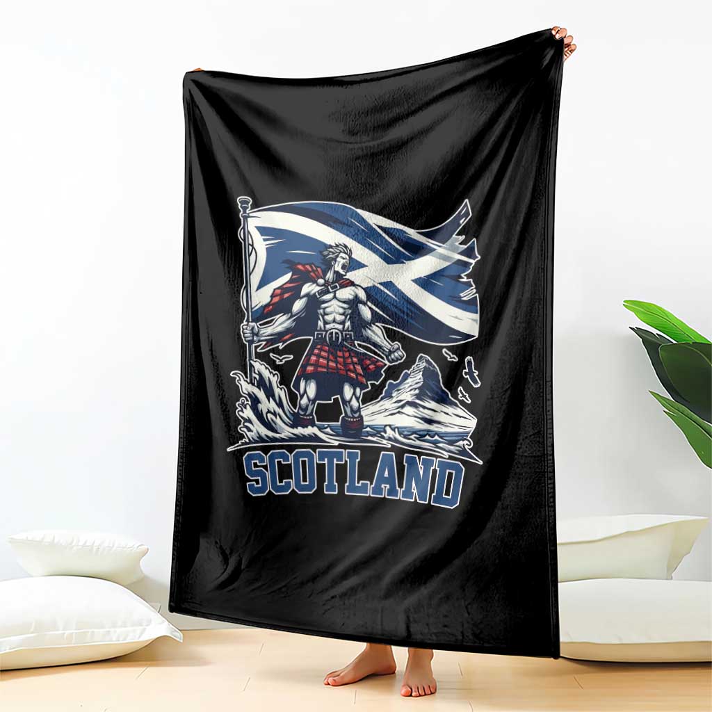 Scottish Warrior Throw Blanket Brave Highland Hero Scotland Flag - Wonder Print Shop
