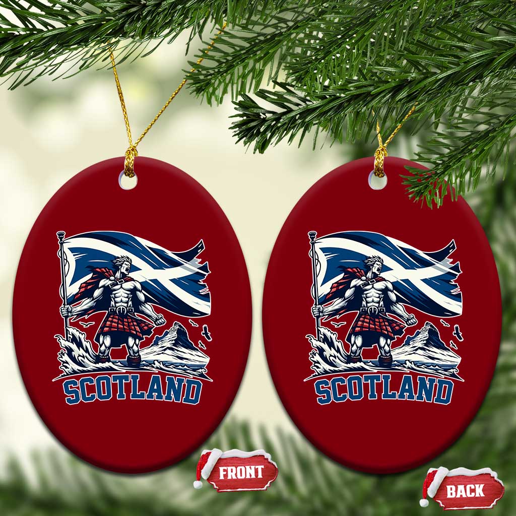 Scottish Warrior Ceramic Ornament Brave Highland Hero Scotland Flag - Wonder Print Shop