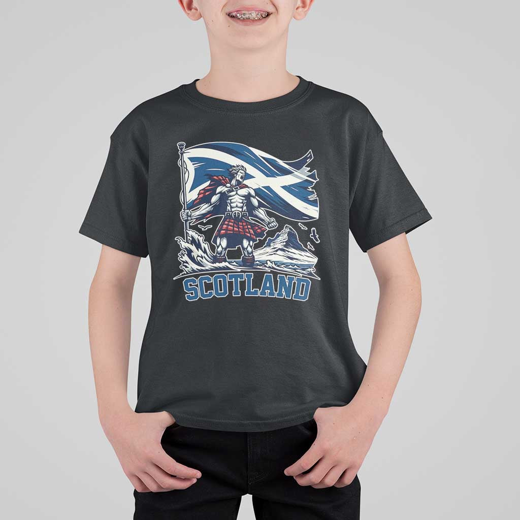Scottish Warrior T Shirt For Kid Brave Highland Hero Scotland Flag - Wonder Print Shop