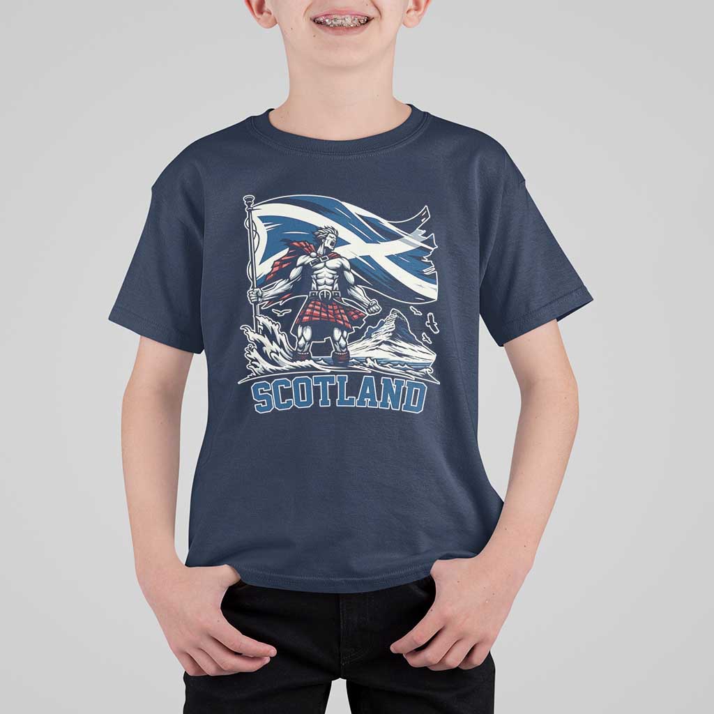 Scottish Warrior T Shirt For Kid Brave Highland Hero Scotland Flag - Wonder Print Shop