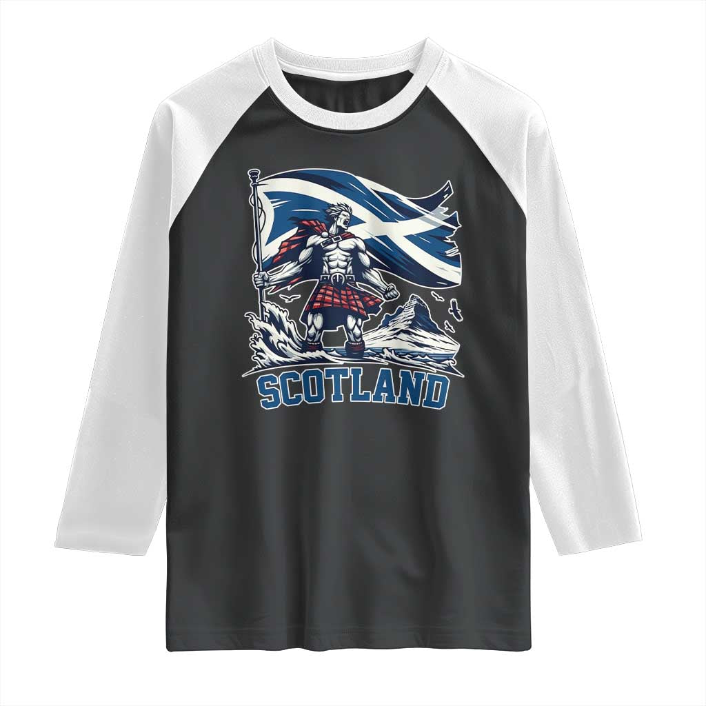 Scottish Warrior Raglan Shirt Brave Highland Hero Scotland Flag - Wonder Print Shop