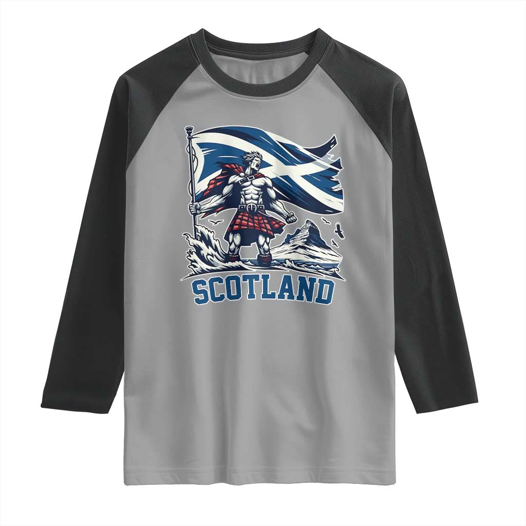 Scottish Warrior Raglan Shirt Brave Highland Hero Scotland Flag - Wonder Print Shop