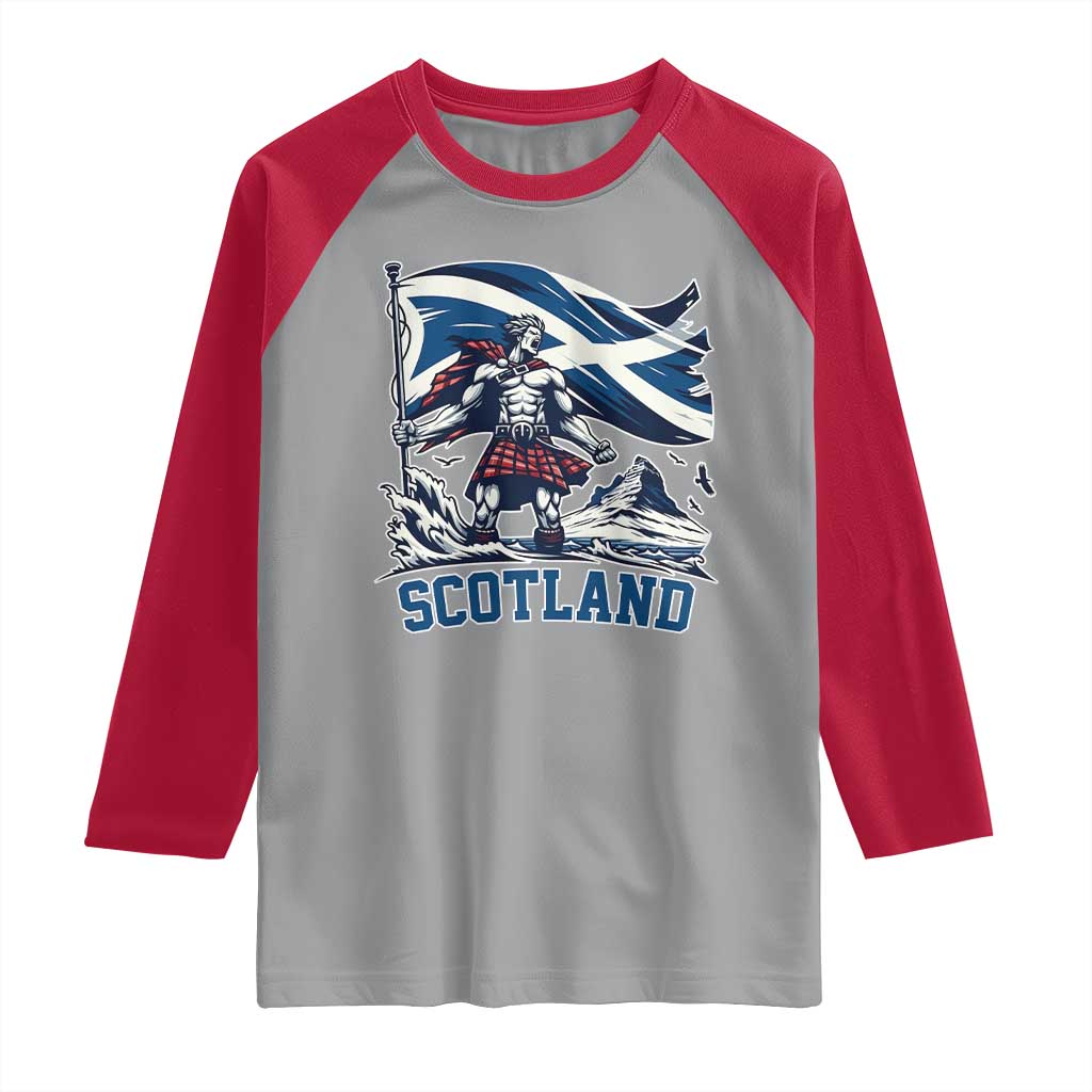 Scottish Warrior Raglan Shirt Brave Highland Hero Scotland Flag - Wonder Print Shop