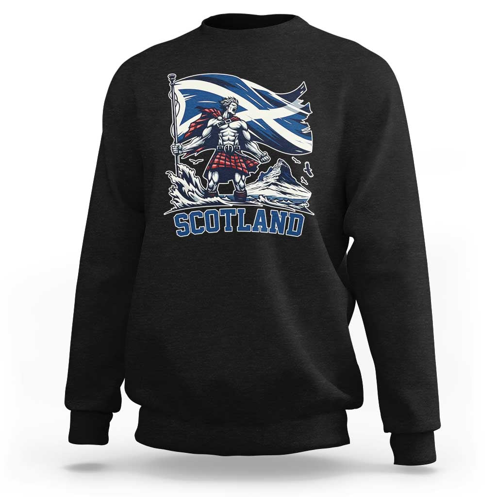 Scottish Warrior Sweatshirt Brave Highland Hero Scotland Flag - Wonder Print Shop