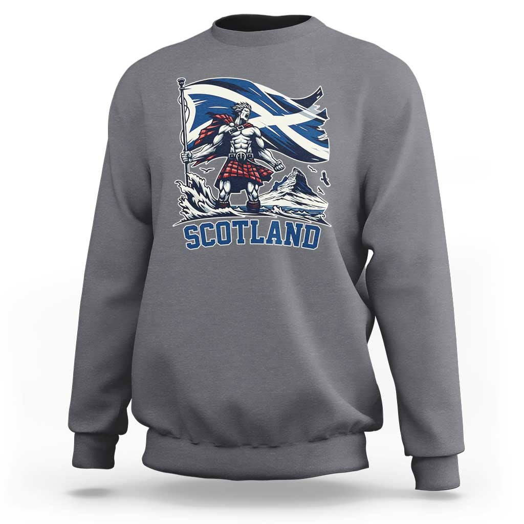 Scottish Warrior Sweatshirt Brave Highland Hero Scotland Flag - Wonder Print Shop
