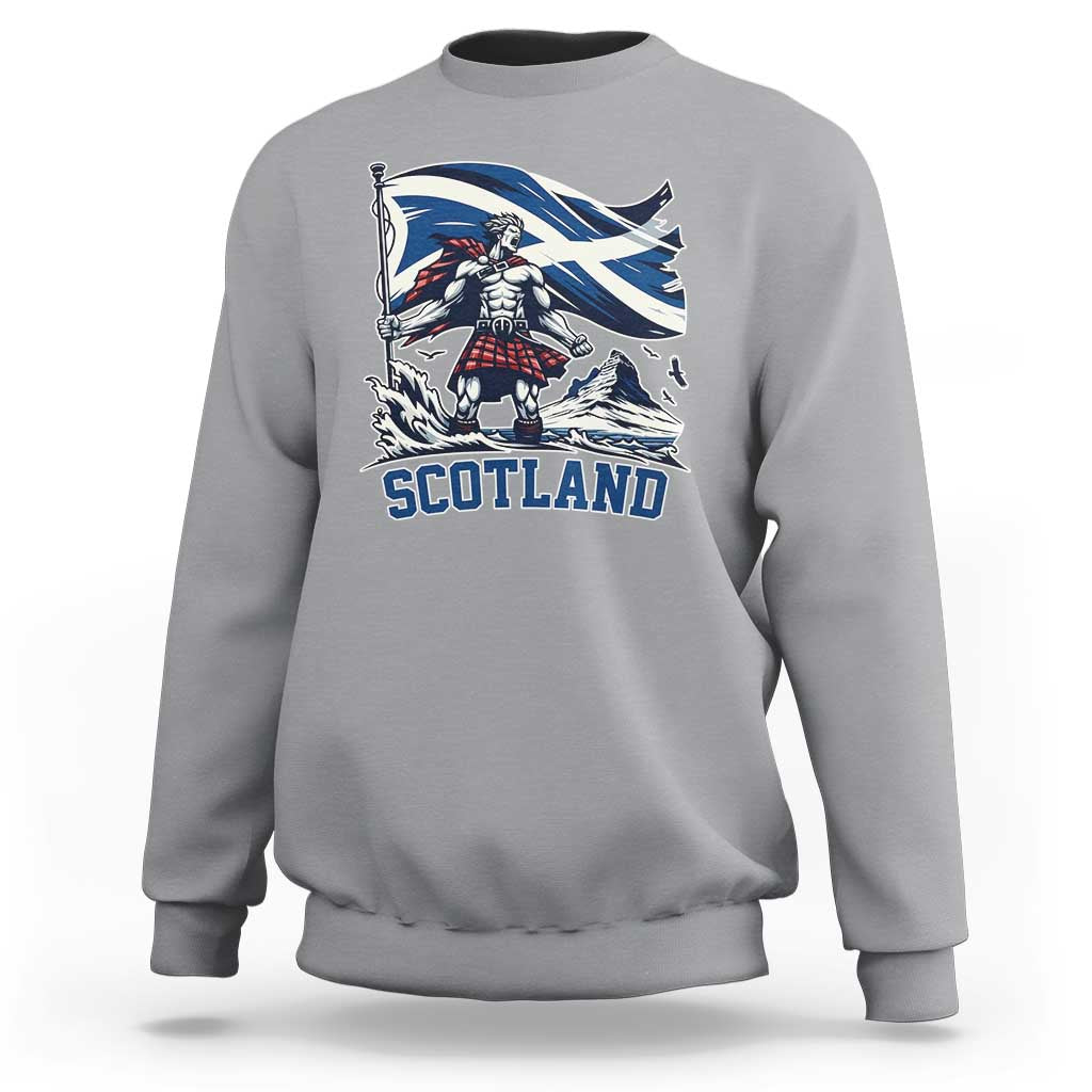 Scottish Warrior Sweatshirt Brave Highland Hero Scotland Flag - Wonder Print Shop