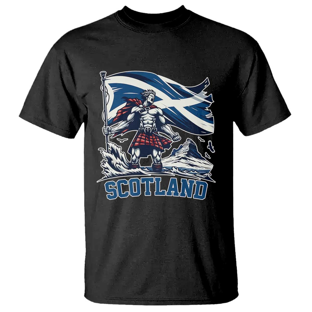 Scottish Warrior T Shirt Brave Highland Hero Scotland Flag - Wonder Print Shop