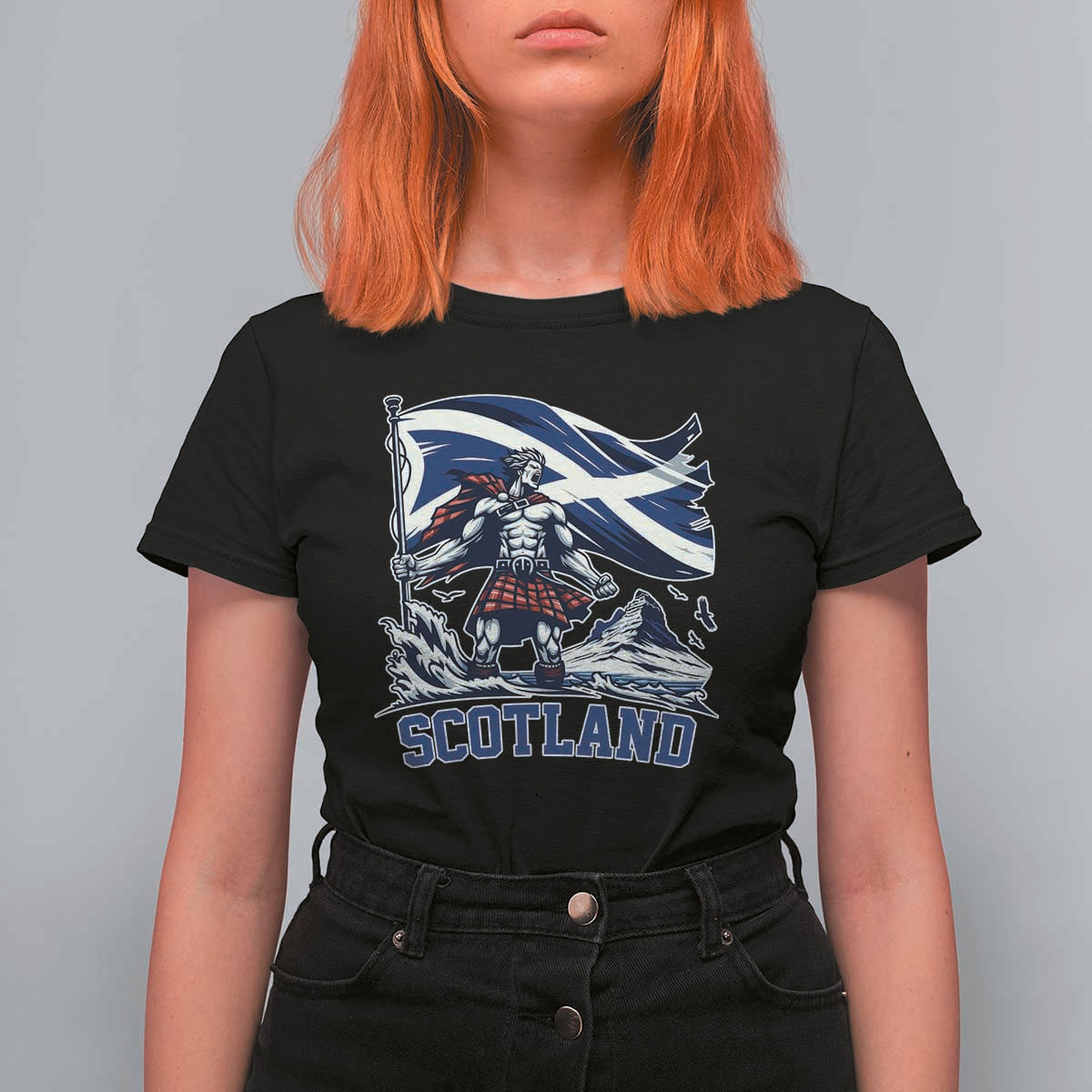 Scottish Warrior T Shirt For Women Brave Highland Hero Scotland Flag - Wonder Print Shop