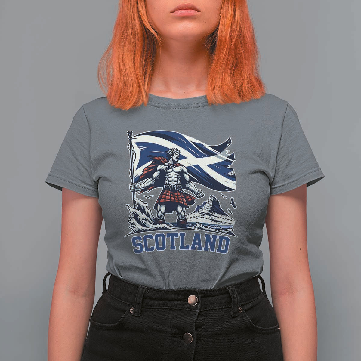 Scottish Warrior T Shirt For Women Brave Highland Hero Scotland Flag - Wonder Print Shop