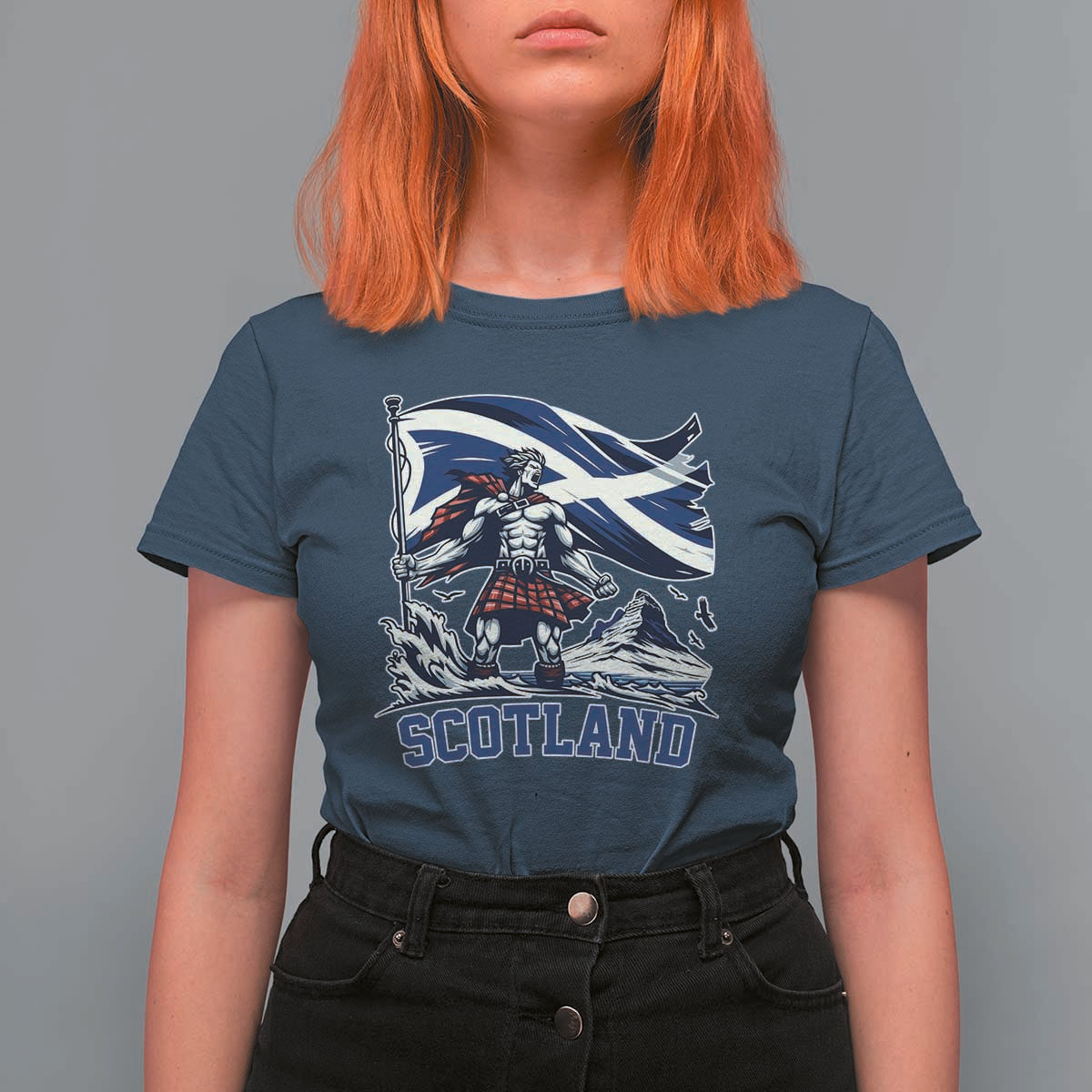 Scottish Warrior T Shirt For Women Brave Highland Hero Scotland Flag - Wonder Print Shop