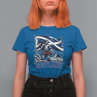 Scottish Warrior T Shirt For Women Brave Highland Hero Scotland Flag - Wonder Print Shop