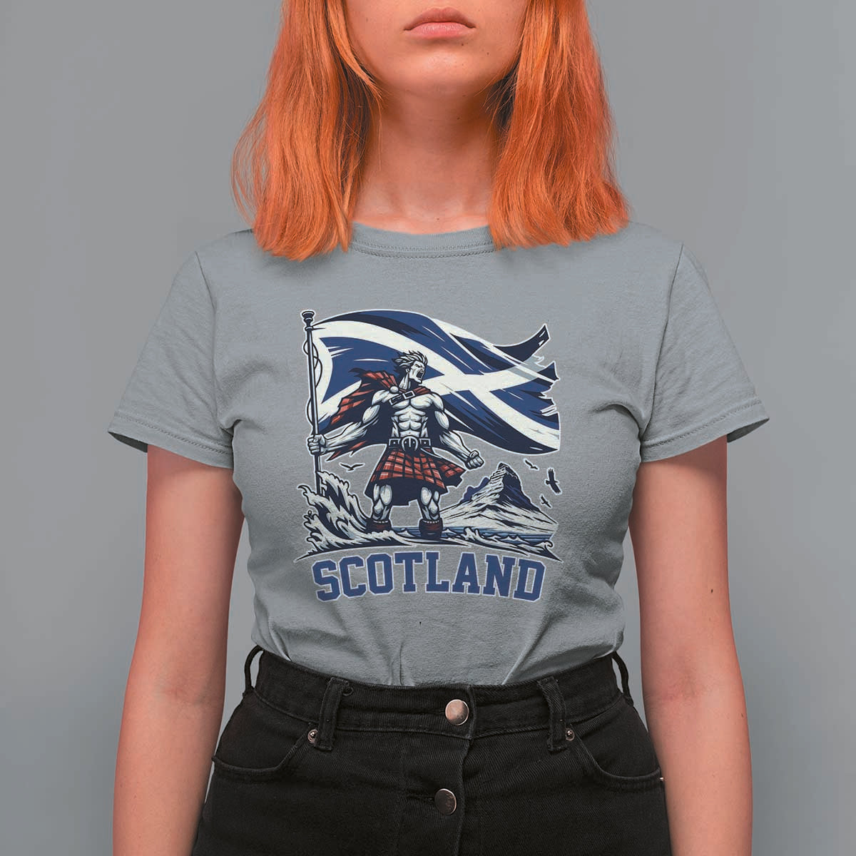 Scottish Warrior T Shirt For Women Brave Highland Hero Scotland Flag - Wonder Print Shop