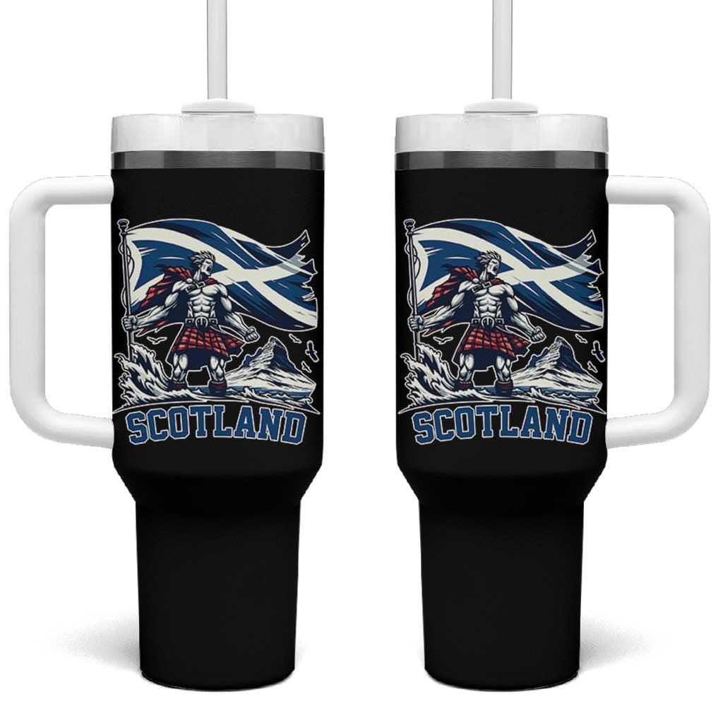 Scottish Warrior Tumbler With Handle Brave Highland Hero Scotland Flag - Wonder Print Shop