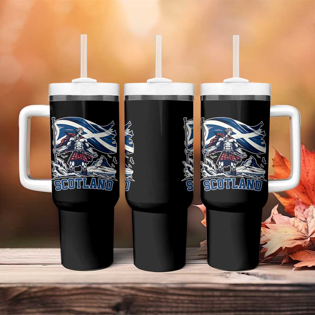 Scottish Warrior Tumbler With Handle Brave Highland Hero Scotland Flag - Wonder Print Shop