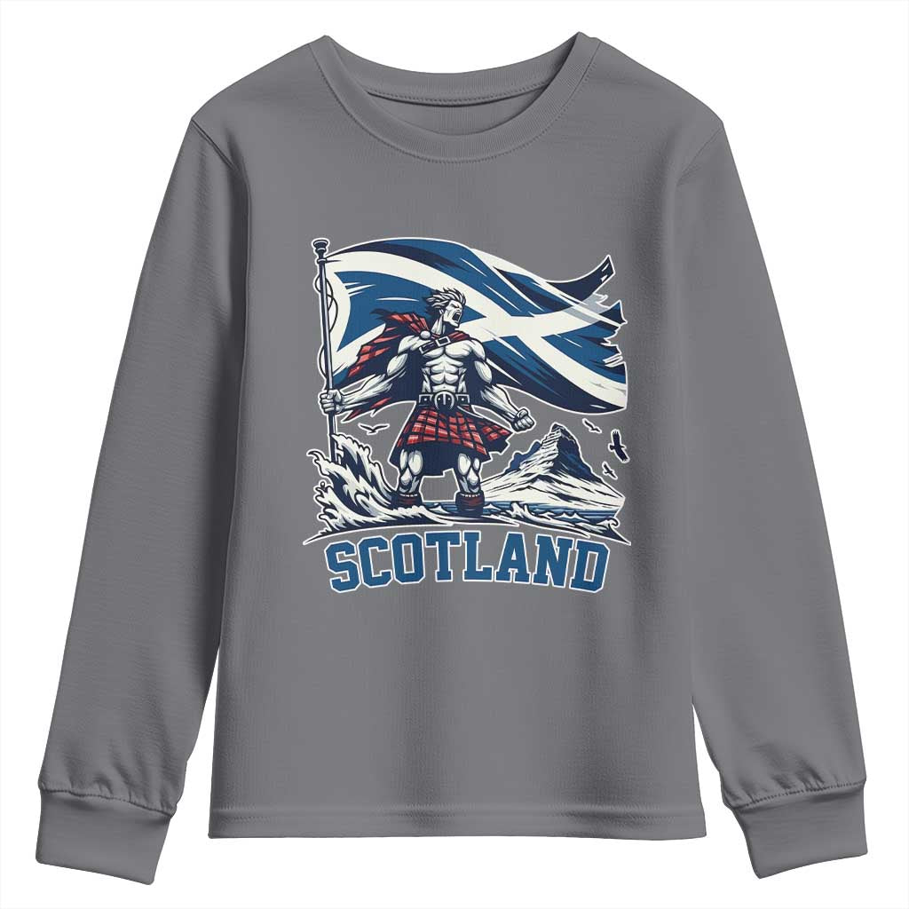 Scottish Warrior Youth Sweatshirt Brave Highland Hero Scotland Flag - Wonder Print Shop