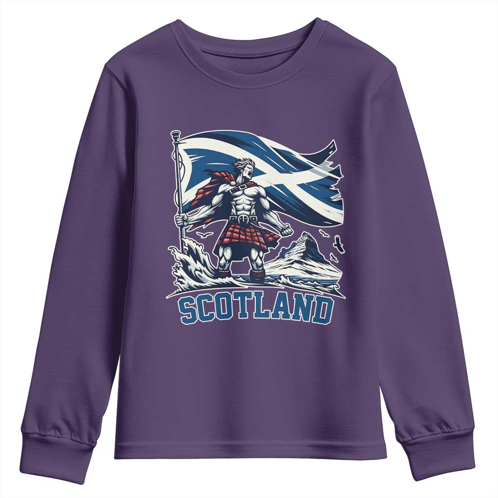 Scottish Warrior Youth Sweatshirt Brave Highland Hero Scotland Flag - Wonder Print Shop