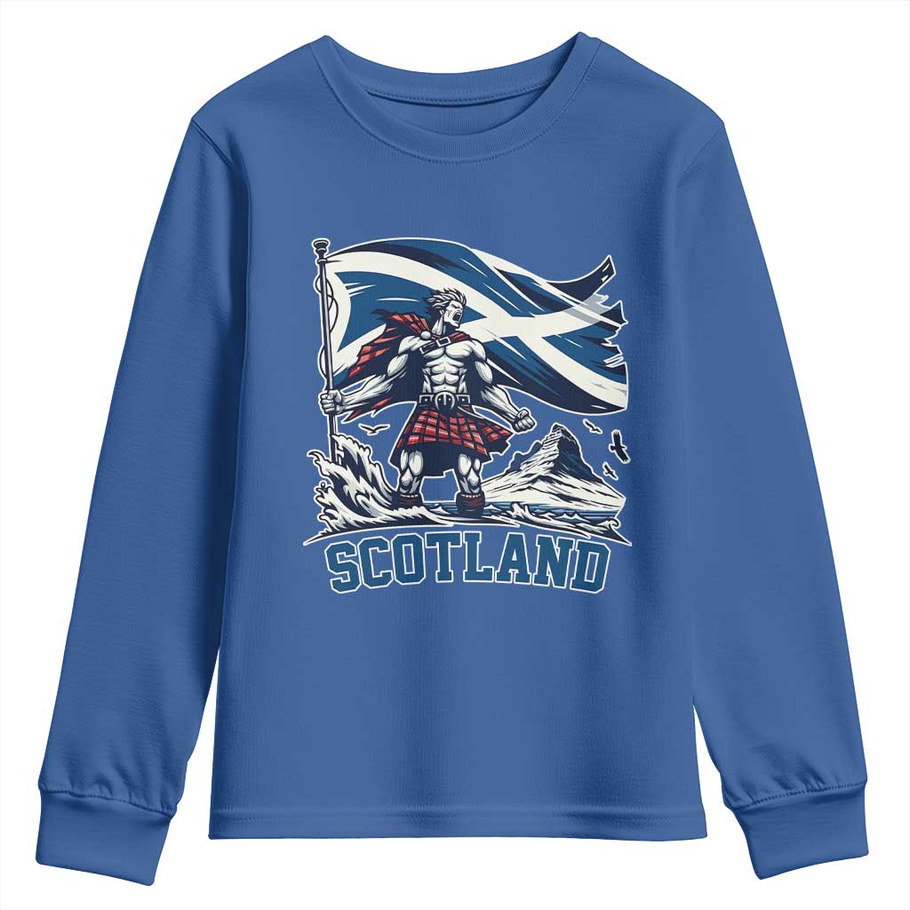 Scottish Warrior Youth Sweatshirt Brave Highland Hero Scotland Flag - Wonder Print Shop